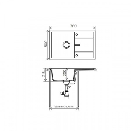 Кухонная мойка Tolero R-112 51x76 черный