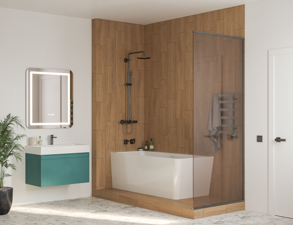 Тумба под умывальник Belux Базель подвесная 80-01, Голубой Малахит матовый