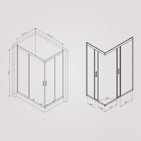 W90G-404-120280-MT Gem Twin Slide 120x80. Душевое ограждение AM.PM,120x80, профиль мат хром, стекло прозрачное