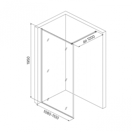 Душевая перегородка IDDIS Slide SLI8BS7i23 Walk In 110x195, черный