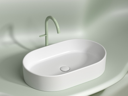 Умывальник чаша накладная овальная Ceramicanova Element 608*385*122мм, Белый матовый, CN6048MW