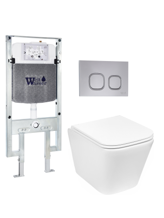 Комплект инсталляции с унитазом Weltwasser AMBERG 497 ST + GELBACH 043 GL-WT + AMBERG RD-CR