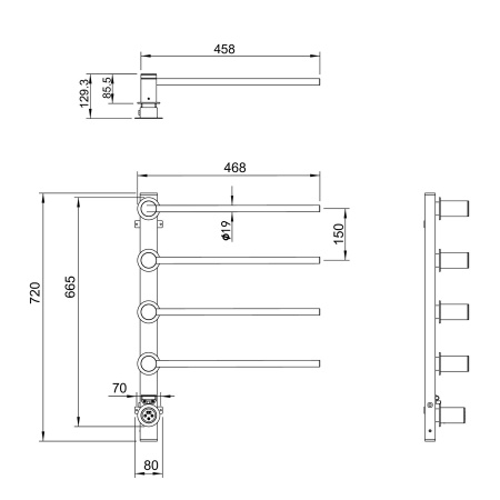 Полотенцесушитель электрический встраиваемый WONZON & WOGHAND, Хром (WW-AL314-CR)
