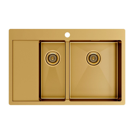 Мойка Paulmark KRONER 78/2SF PM227851-BGR 510х780х200 мм, нержавеющая сталь, брашированное золото