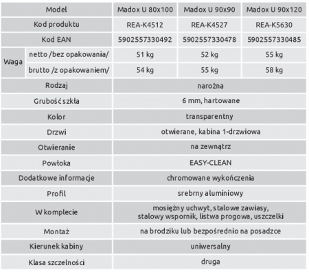 Душевой уголок Rea Easy Clean MADOX 90x90 REA-K4527