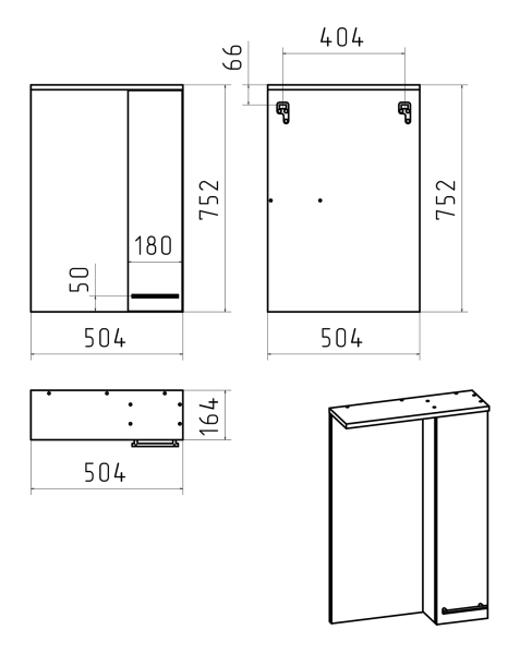 Зеркальный шкаф Misty Крафт 50 правый, П-Кра-02050-011П