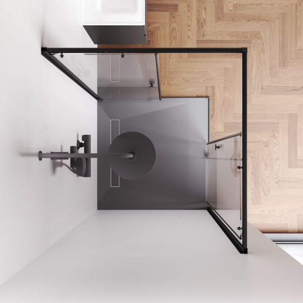 W94G-403-100100-BT1K X-joy Душевое ограждение AM.PM квадратное,раздвиж.двери 100x100 черный мат.