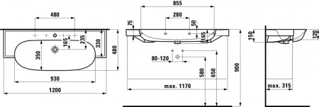 Умывальник Laufen The New Classic 8138584001581 120x48x16.5