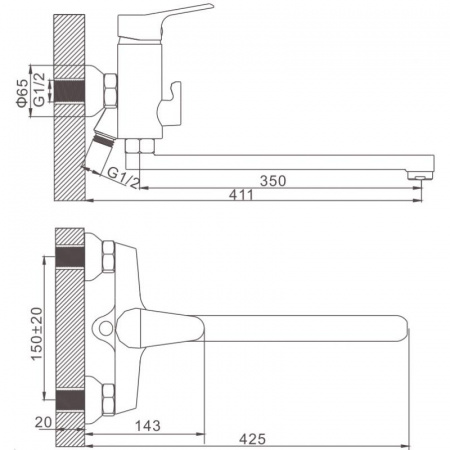 Смеситель для ванны Gerhans K13110