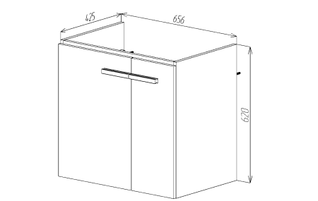 Тумба VIANT "Мюнхен" COMO 70 2 ств подвесная хаки 425х655х620 (VMUN70COH-T2STP)