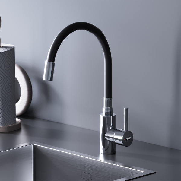 D3007622 Logic Кухонный смеситель Dorff с гибким изливом, черный