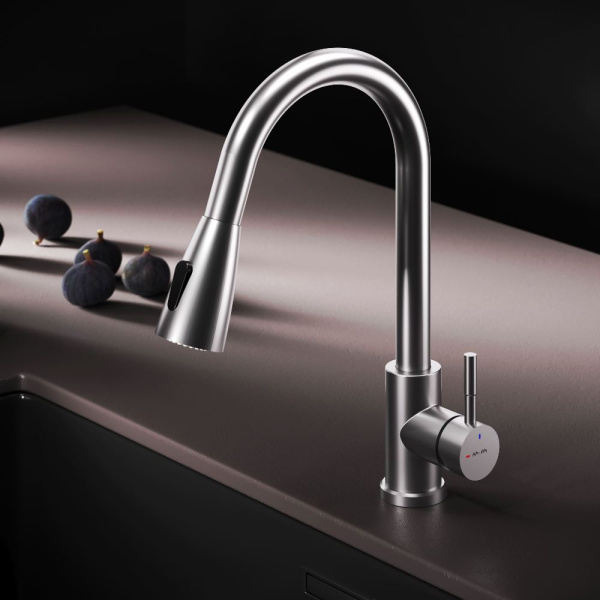 F85B07511 X-Joy S, Смеситель для кухни AM.PM с вытягивающимся изливом, сатин