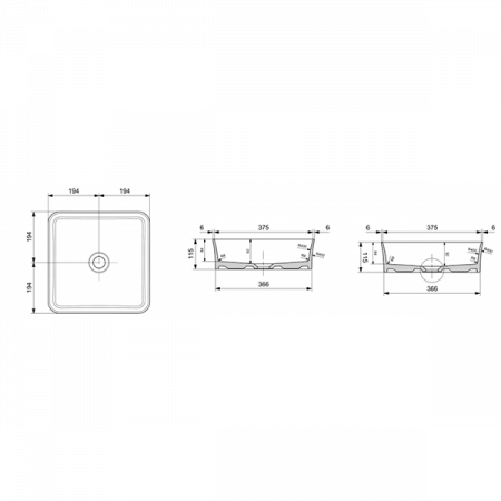 Умывальник чаша Bocchi 38x38 1477-001-0125