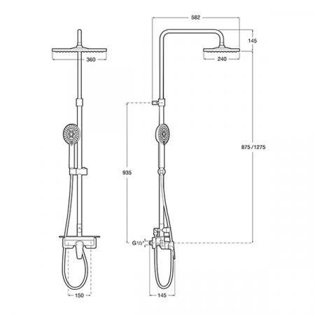 Душевая стойка со смесителем Roca EVEN-M Square 75A9B90C00