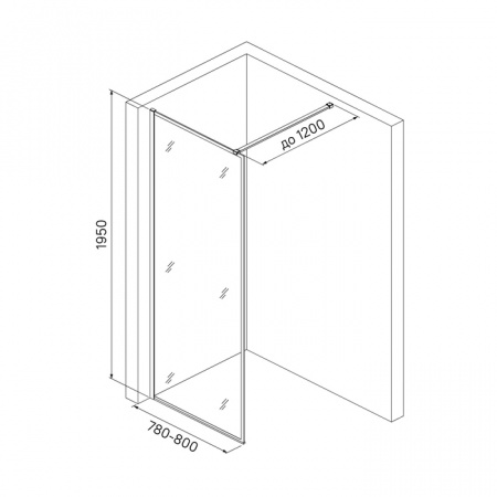 Душевая перегородка IDDIS Slide SLI8BS8i23 Walk In 80x195, черный