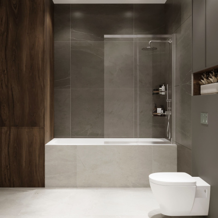 Шторка на ванну Benetto BEN_801_SL_C Slide Open 1500х900 4673735604605 прозрачное стекло, хром полированный