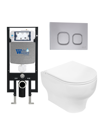 Унитаз с инсталляцией WeltWasser AMBERG 497 + ERLENBACH 004 GL-WT + AMBERG RD-CR