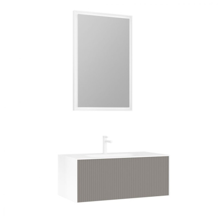 Тумба с раковиной ORKA Cube 100 подвесная, бежевый матовый