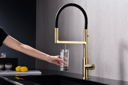 Смеситель для кухни Paulmark TORNADO To213402-SBG, светлое брашированное золото