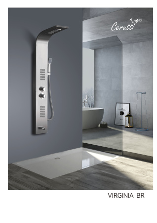Панель VIRGINIA BR душевая из нержавеющей стали с форсунками Ceruttispa CT9983, цвет матовая нержавеющая сталь