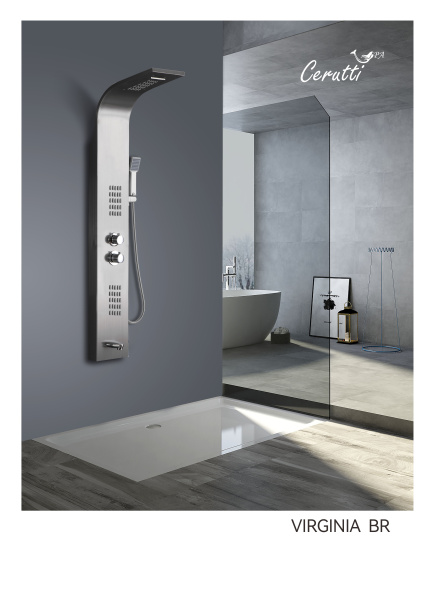 Панель VIRGINIA BR душевая из нержавеющей стали с форсунками Ceruttispa CT9983, цвет матовая нержавеющая сталь