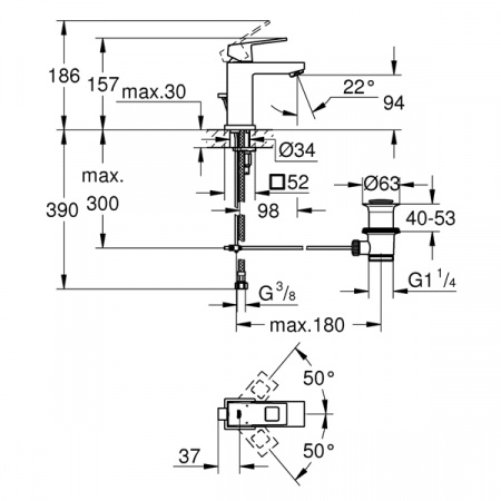 Смеситель для умывальника Grohe Eurocube 23127000