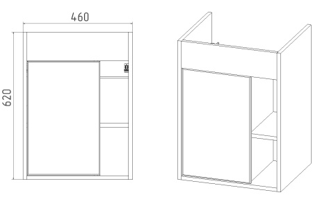 Тумба VIANT "Бостон" COMO 50 1 ств подвесная графит 380х460х620 (VBOS50COG-T1STP)