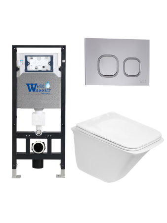 Унитаз с инсталляцией WeltWasser AMBERG 506 + ROTBACH 004 GL-WT + AMBERG RD-CR