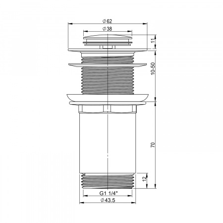 Донный клапан для раковины без перелива Wellsee Drainage System 182137000, латунь, розовое золото