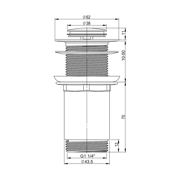 Донный клапан для раковины без перелива Wellsee Drainage System 182136000, латунь, золото