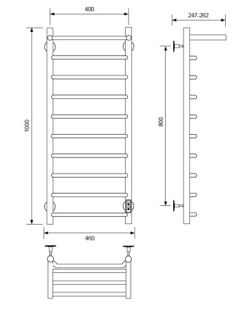 Полотенцесушитель электрический с/т Comfysan Скола (Scola) EC-10 100/40 с полкой, белый