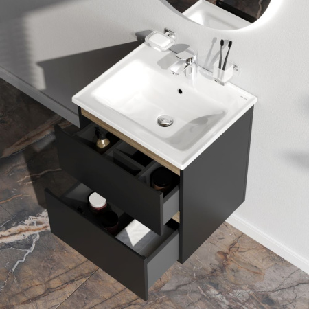 M85AFHX0552BM X-Joy База под раковину AM.PM, подвесная, 55 см, 2 ящика, черный матовый