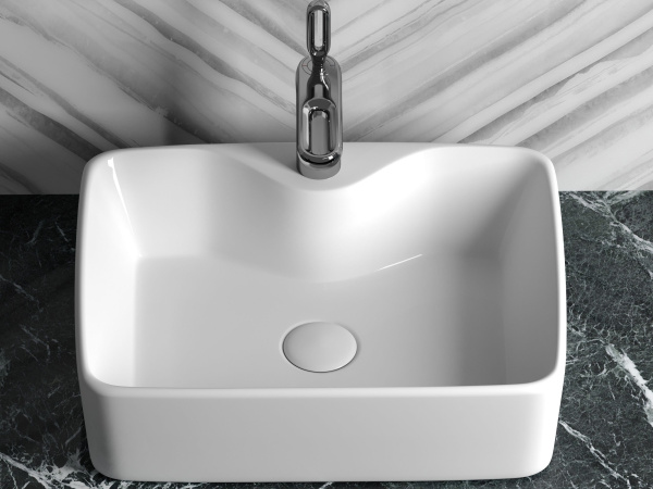 Умывальник чаша накладная прямоугольная Ceramicanova Element 480*370*130мм, Белый, CN6033