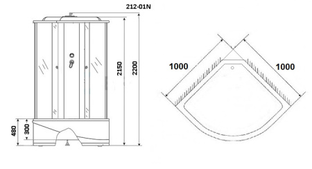 Душевая кабина Niagara Ultra NG-212-01N (100х100х220) высокий поддон(48см),черный,стекло тонированное