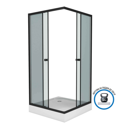 Душевой уголок Niagara Eco NG-008-14QT (80х80х195) низкий поддон(13см),черный,стекло тонированное,