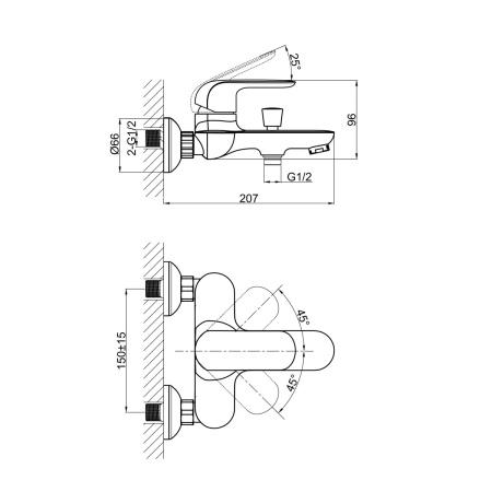 Смеситель для ванны D&K Venice DA1023218, черный