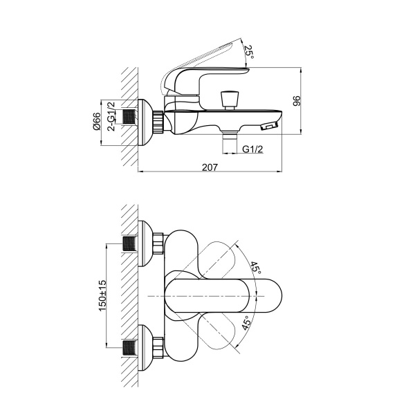 Смеситель для ванны D&K Venice DA1023218, черный