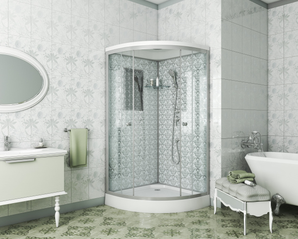 Душевая кабина Niagara Luxe NG-7702W (100x100х210) низкий поддон(15см),дверь раздвижная,стенки серебро,3 места