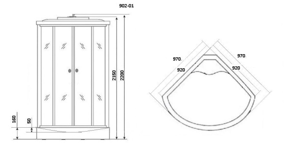 Душевая кабина Niagara Ultra NG-902-01 (100х100х220) низкий поддон(16см),стекло тонированное,5 мест