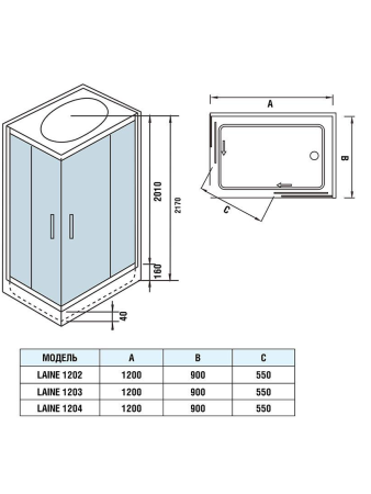 Душевая кабина WeltWasser LAINE 1202 900х1200х2170мм