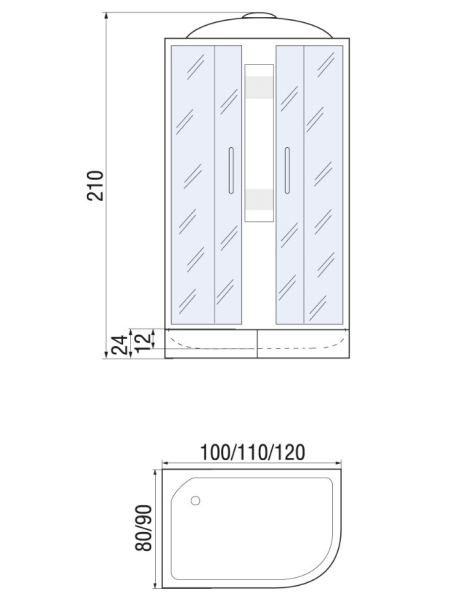Душевая кабина River NARA 120/80/24 L MT 1200х800х2100мм