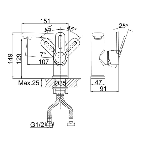 Смеситель для раковины D&K Rhein DA1352101, хром