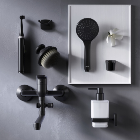 F90A90122 Gem, Смеситель для ванны и душа AM.PM, излив 325 мм, душевой набор, черный