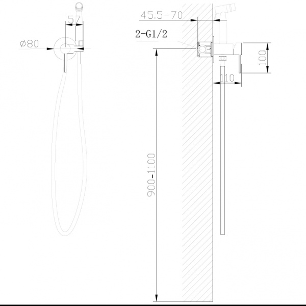 Смеситель ABBER Wasser Kreis AF8125RG с гигиеническим душем, розовое золото