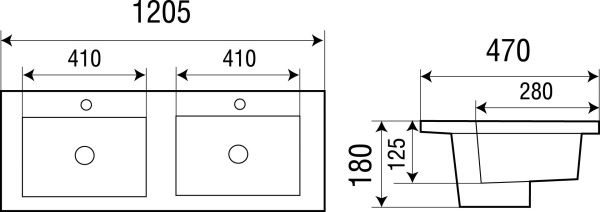 Раковина подвесная WeltWasser WW DEILBACH 7506-1202 1205х470х180