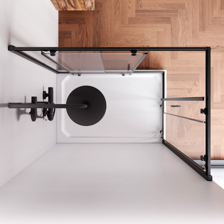 W90G-404-120280-BT Gem Twin Slide 120x80. Душевое ограждение AM.PM,120x80, профиль черный мат., стекло прозрачное