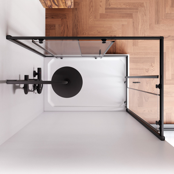 W90G-404-120280-BT Gem Twin Slide 120x80. Душевое ограждение AM.PM,120x80, профиль черный мат., стекло прозрачное