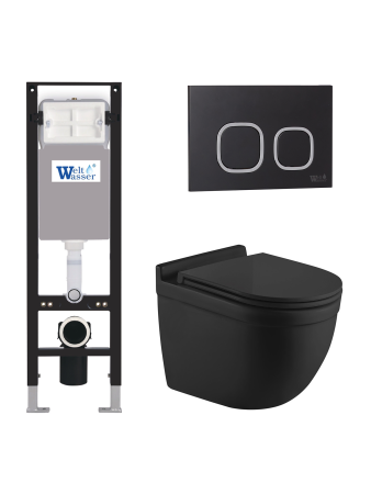 Комплект инсталляции с унитазом Weltwasser AMBERG 350 + HEIMBACH 043 MT-BL + AMBERG RD-BL