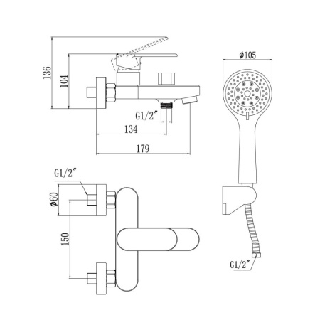 Смеситель для ванны Savol S-600303, хром