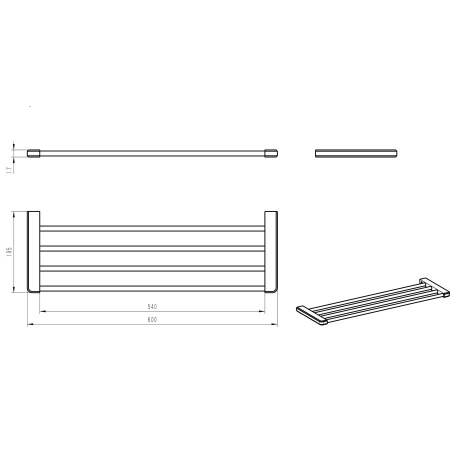 Полка для полотенец WONZON & WOGHAND, Черный матовый (WW-V3901-MB)